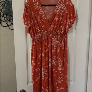 Jon & Anna Orange Floral Midi Dress